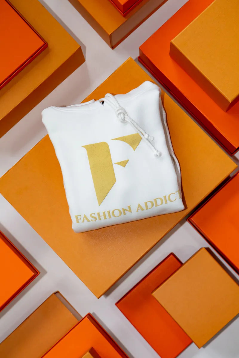 Fashion Addict White & Gold Basic Hoodie