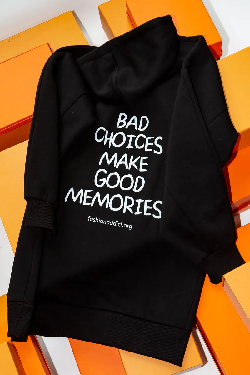 Fashion Addict Oversized Black Sweat Dress Hoodie