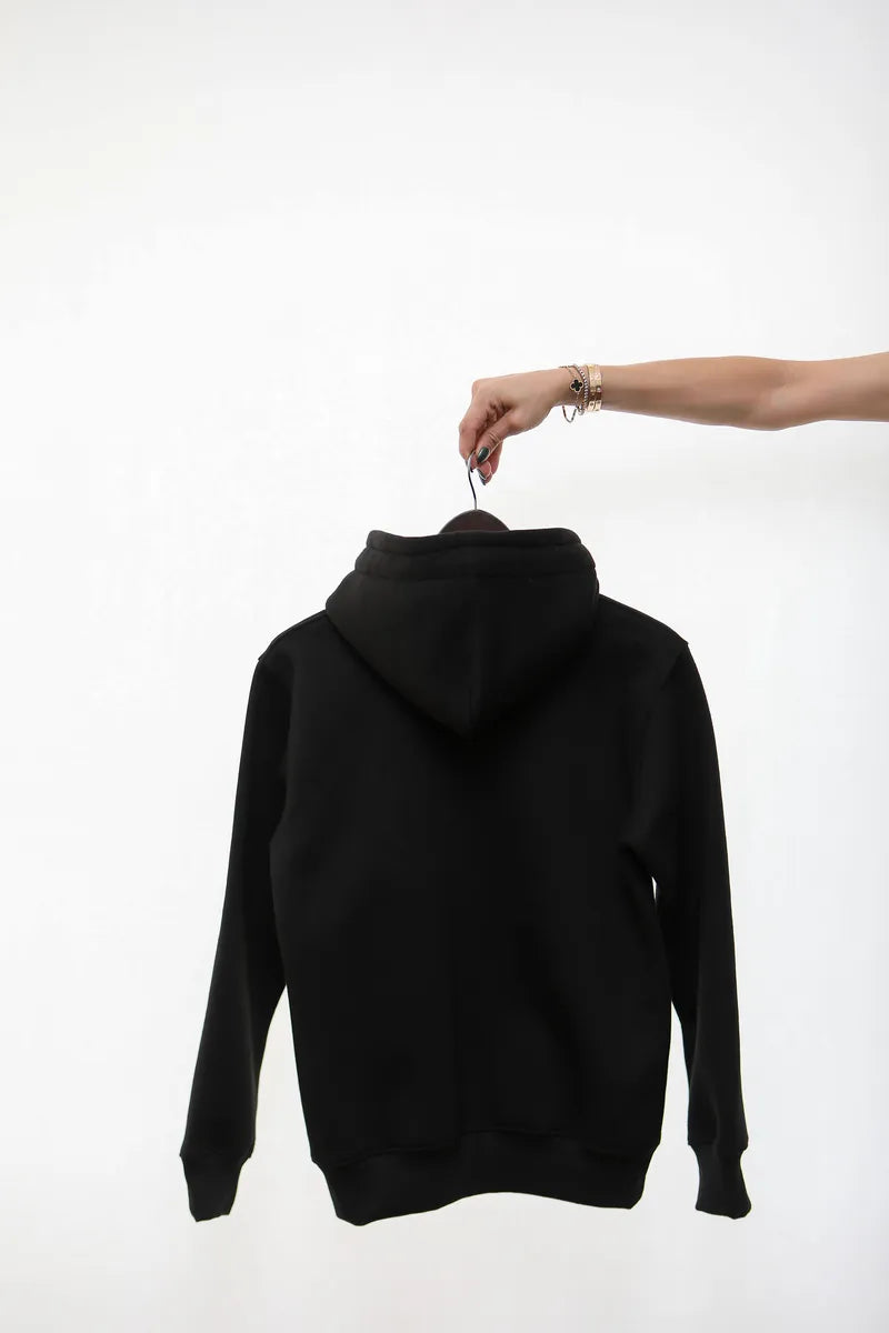 Fashion Addict Turtle Neck Black Hoodie